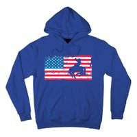 Retro American Flag Rodeo Bronc Horse Riding Cow Cow Cool Gift Tall Hoodie