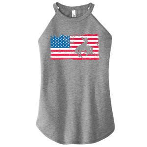 Retro American Flag Rodeo Bronc Horse Riding Cow Cow Cool Gift Women's Perfect Tri Rocker Tank