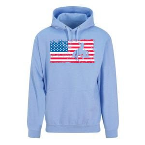 Retro American Flag Rodeo Bronc Horse Riding Cow Cow Cool Gift Unisex Surf Hoodie