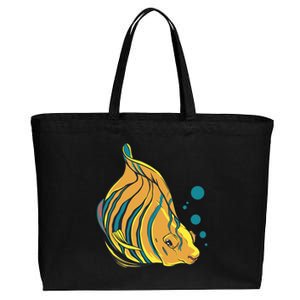 Royal Angel Fish Cotton Canvas Jumbo Tote