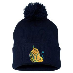 Royal Angel Fish Pom Pom 12in Knit Beanie