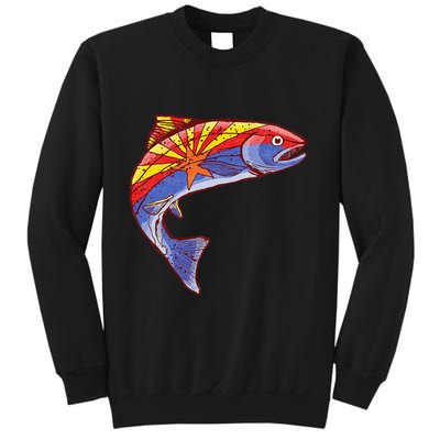 Retro Arizona Flag Trout Vintage Fly Fishing Graphic Design Sweatshirt