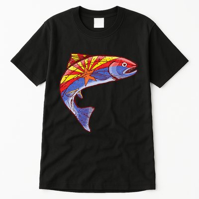 Retro Arizona Flag Trout Vintage Fly Fishing Graphic Design Tall T-Shirt