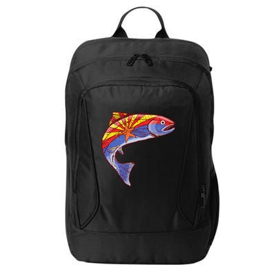 Retro Arizona Flag Trout Vintage Fly Fishing Graphic Design City Backpack