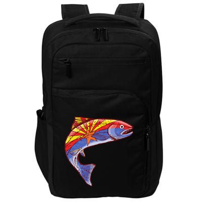 Retro Arizona Flag Trout Vintage Fly Fishing Graphic Design Impact Tech Backpack