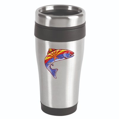 Retro Arizona Flag Trout Vintage Fly Fishing Graphic Design 16oz Travel Tumbler