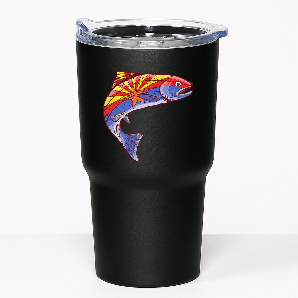 Retro Arizona Flag Trout Vintage Fly Fishing Graphic Design Tumbler