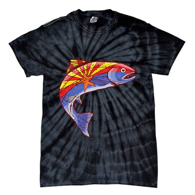 Retro Arizona Flag Trout Vintage Fly Fishing Graphic Design Tie-Dye T-Shirt