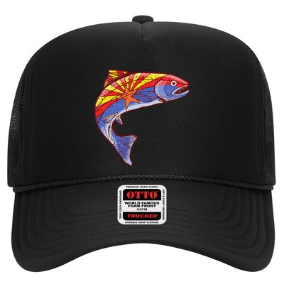 Retro Arizona Flag Trout Vintage Fly Fishing Graphic Design Trucker Hat
