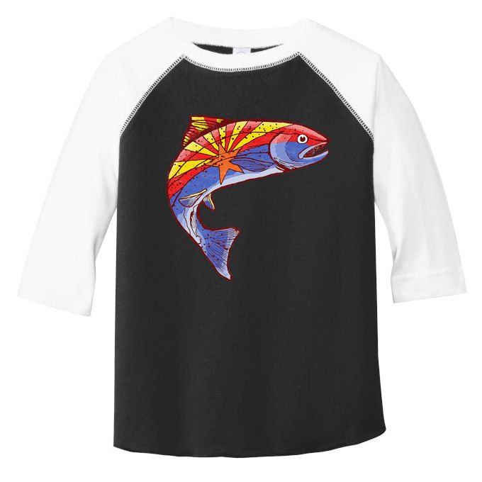 Retro Arizona Flag Trout Vintage Fly Fishing Graphic Design Toddler Fine Jersey T-Shirt