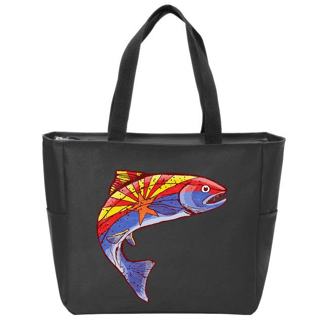 Retro Arizona Flag Trout Vintage Fly Fishing Graphic Design Zip Tote Bag