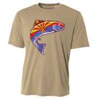 Retro Arizona Flag Trout Vintage Fly Fishing Graphic Design Cooling Performance Crew T-Shirt