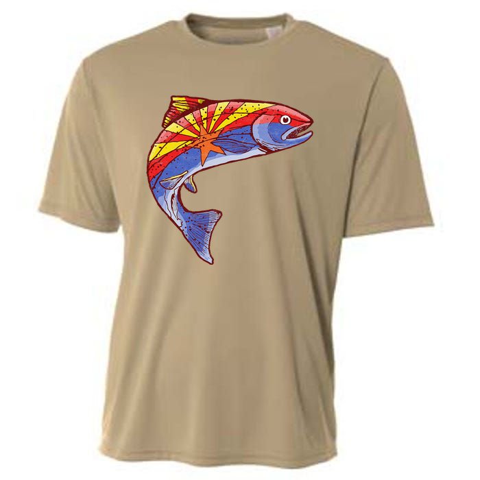 Retro Arizona Flag Trout Vintage Fly Fishing Graphic Design Cooling Performance Crew T-Shirt