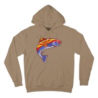 Retro Arizona Flag Trout Vintage Fly Fishing Graphic Design Hoodie