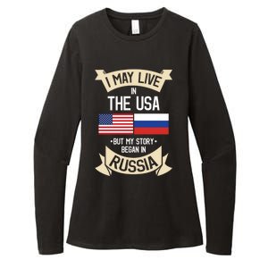 Russia American Flag Usa Russian Roots Funny Gift Womens CVC Long Sleeve Shirt