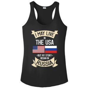 Russia American Flag Usa Russian Roots Funny Gift Ladies PosiCharge Competitor Racerback Tank