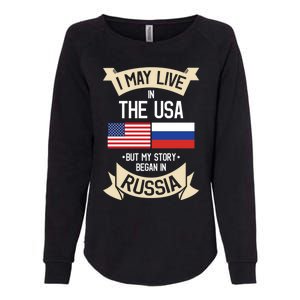 Russia American Flag Usa Russian Roots Funny Gift Womens California Wash Sweatshirt