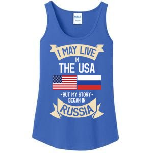 Russia American Flag Usa Russian Roots Funny Gift Ladies Essential Tank