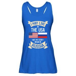 Russia American Flag Usa Russian Roots Funny Gift Ladies Essential Flowy Tank