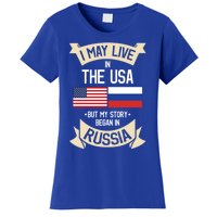 Russia American Flag Usa Russian Roots Funny Gift Women's T-Shirt