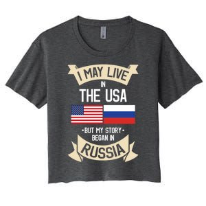 Russia American Flag Usa Russian Roots Funny Gift Women's Crop Top Tee