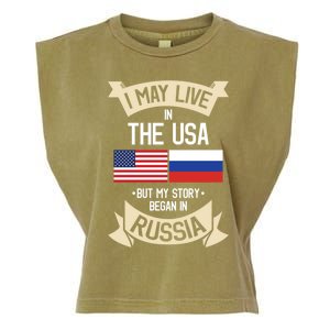 Russia American Flag Usa Russian Roots Funny Gift Garment-Dyed Women's Muscle Tee