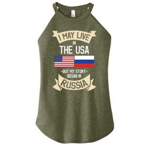 Russia American Flag Usa Russian Roots Funny Gift Women's Perfect Tri Rocker Tank