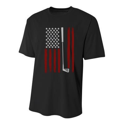Retro American Flag Golf Gift For Golfer Funny Golf Club Youth Performance Sprint T-Shirt