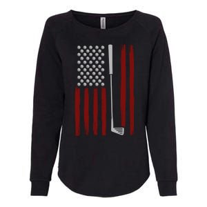 Retro American Flag Golf Gift For Golfer Funny Golf Club Womens California Wash Sweatshirt