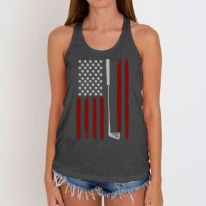 Retro American Flag Golf Gift For Golfer Funny Golf Club Women's Knotted Racerback Tank