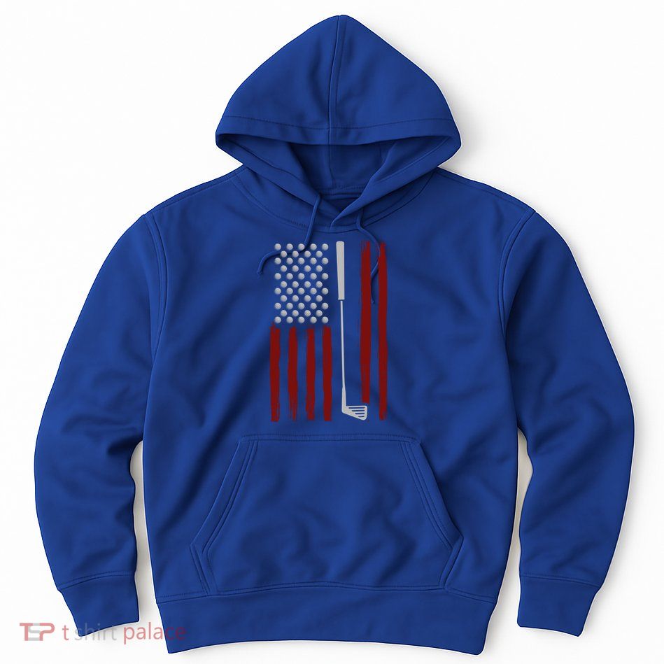 Retro American Flag Golf Gift For Golfer Funny Golf Club Hoodie