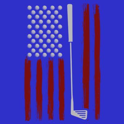 Retro American Flag Golf Gift For Golfer Funny Golf Club T-Shirt