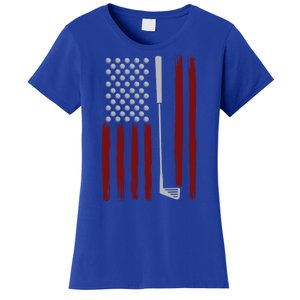 Retro American Flag Golf Gift For Golfer Funny Golf Club Women's T-Shirt