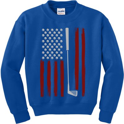 Retro American Flag Golf Gift For Golfer Funny Golf Club Kids Sweatshirt
