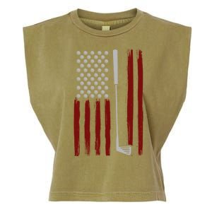 Retro American Flag Golf Gift For Golfer Funny Golf Club Garment-Dyed Women's Muscle Tee