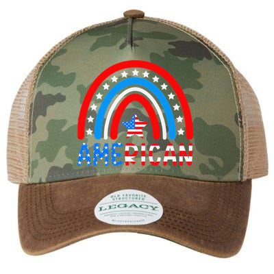 Rainbow American Flag Patriotic Happy 4th Of July Legacy Tie Dye Trucker Hat