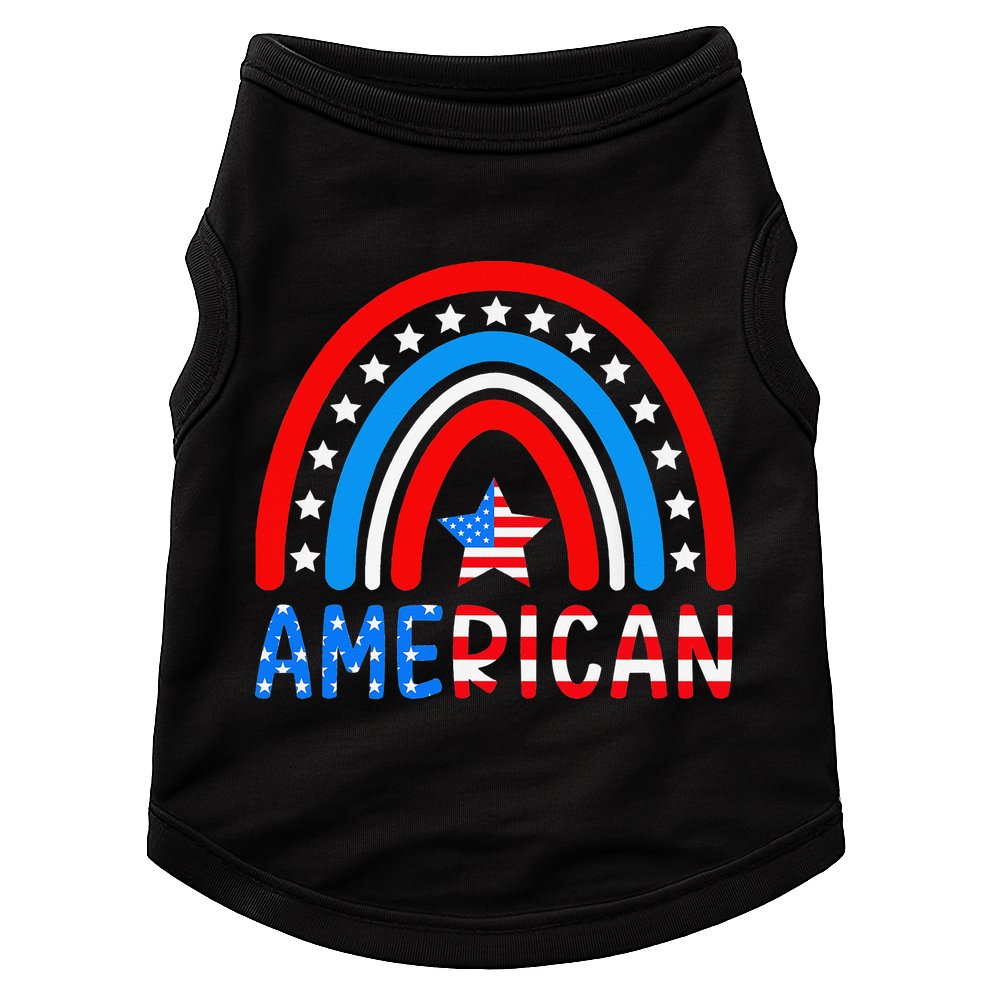 Rainbow American Flag Patriotic Happy 4th Of July Doggie Tank