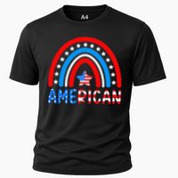 Rainbow American Flag Patriotic Happy 4th Of July Cooling Performance Crew T-Shirt