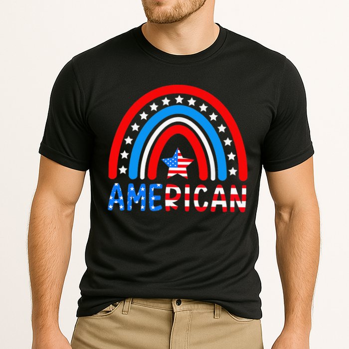 Rainbow American Flag Patriotic Happy 4th Of July Cooling Performance Crew T-Shirt