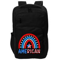 Rainbow American Flag Patriotic Happy 4th Of July Impact Tech Backpack
