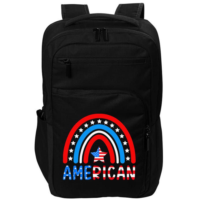 Rainbow American Flag Patriotic Happy 4th Of July Impact Tech Backpack