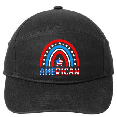 Rainbow American Flag Patriotic Happy 4th Of July 7-Panel Snapback Hat