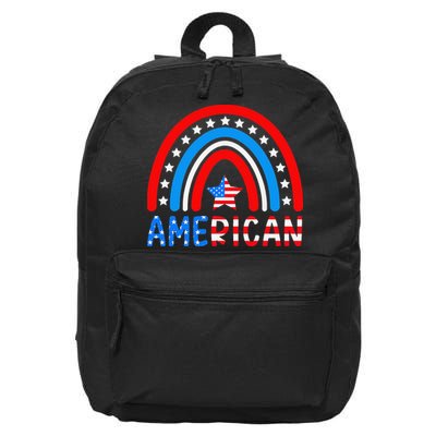 Rainbow American Flag Patriotic Happy 4th Of July 16 in Basic Backpack