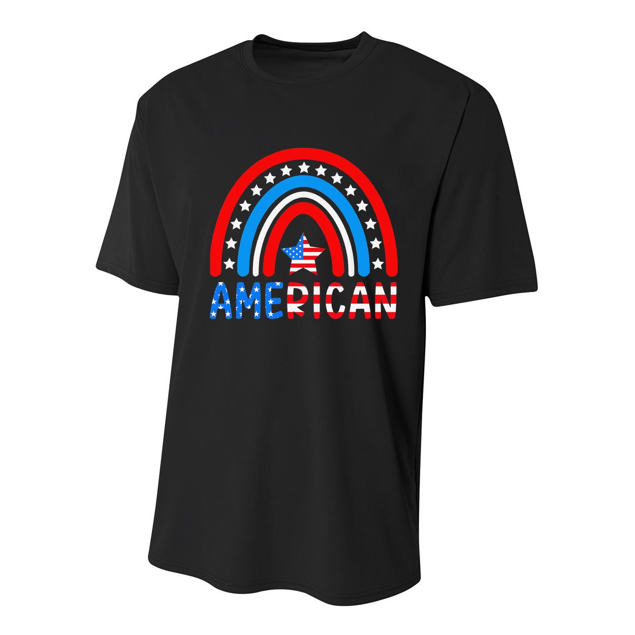 Rainbow American Flag Patriotic Happy 4th Of July Youth Performance Sprint T-Shirt
