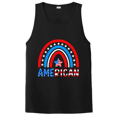 Rainbow American Flag Patriotic Happy 4th Of July PosiCharge Competitor Tank