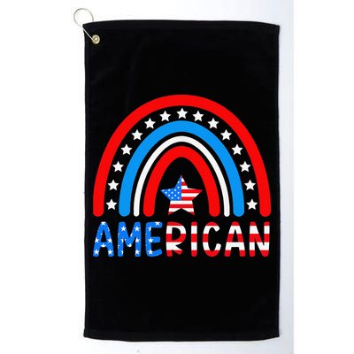 Rainbow American Flag Patriotic Happy 4th Of July Golf Towel