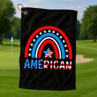 Rainbow American Flag Patriotic Happy 4th Of July Golf Towel