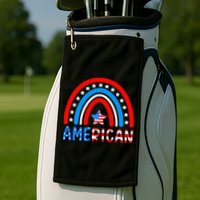 Rainbow American Flag Patriotic Happy 4th Of July Golf Towel