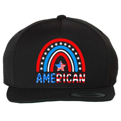 Rainbow American Flag Patriotic Happy 4th Of July Wool Snapback Cap