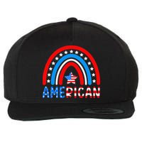 Rainbow American Flag Patriotic Happy 4th Of July Wool Snapback Cap
